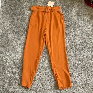 Kittenish Orange Pants with Belt